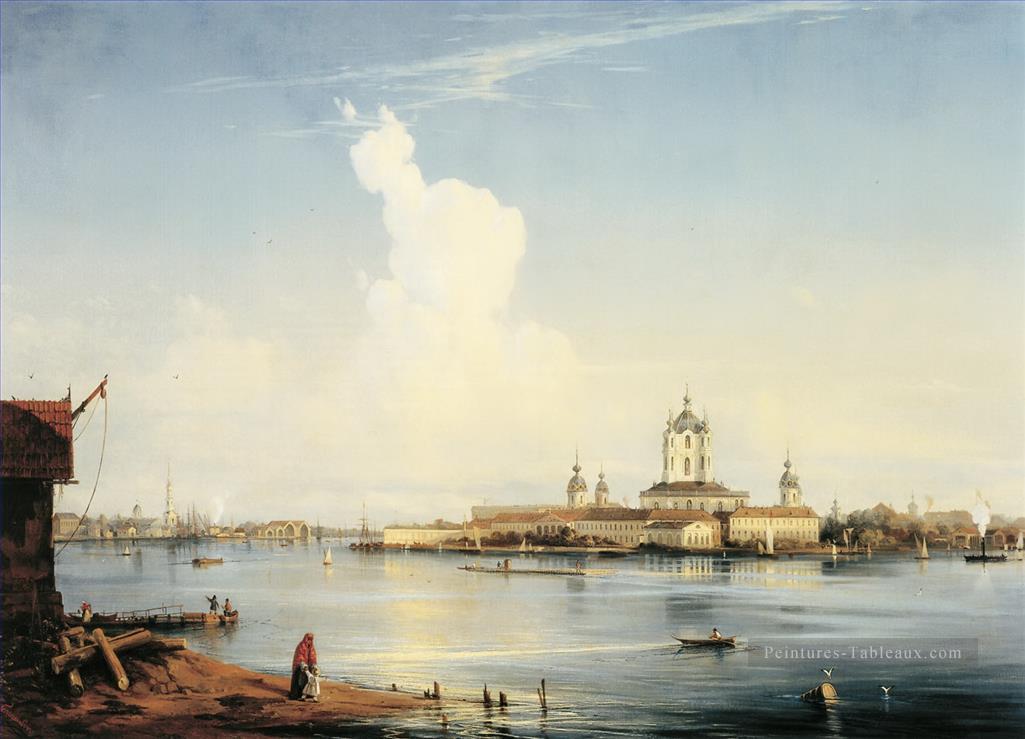 smolny comme vu de bolshaya okhta 1852 Alexey Bogolyubov scènes de la ville de paysage urbain Peintures à l'huile